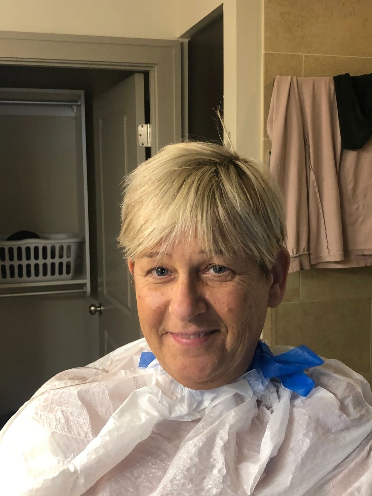 My first shower post surgery, kitchen trash bag